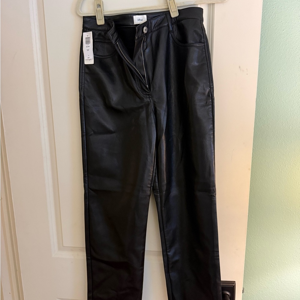 NWT Aritzia Wilfred Black Leather-Style Pants